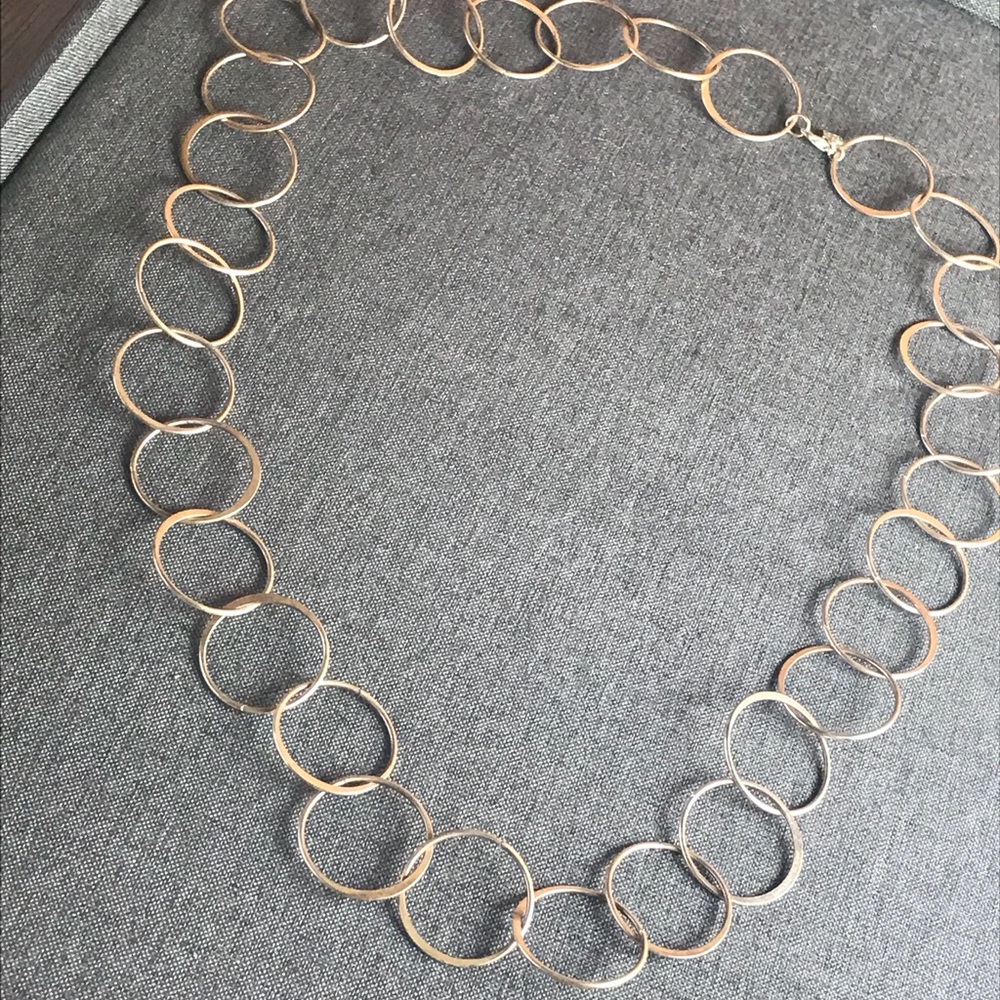 Long silver circle necklace